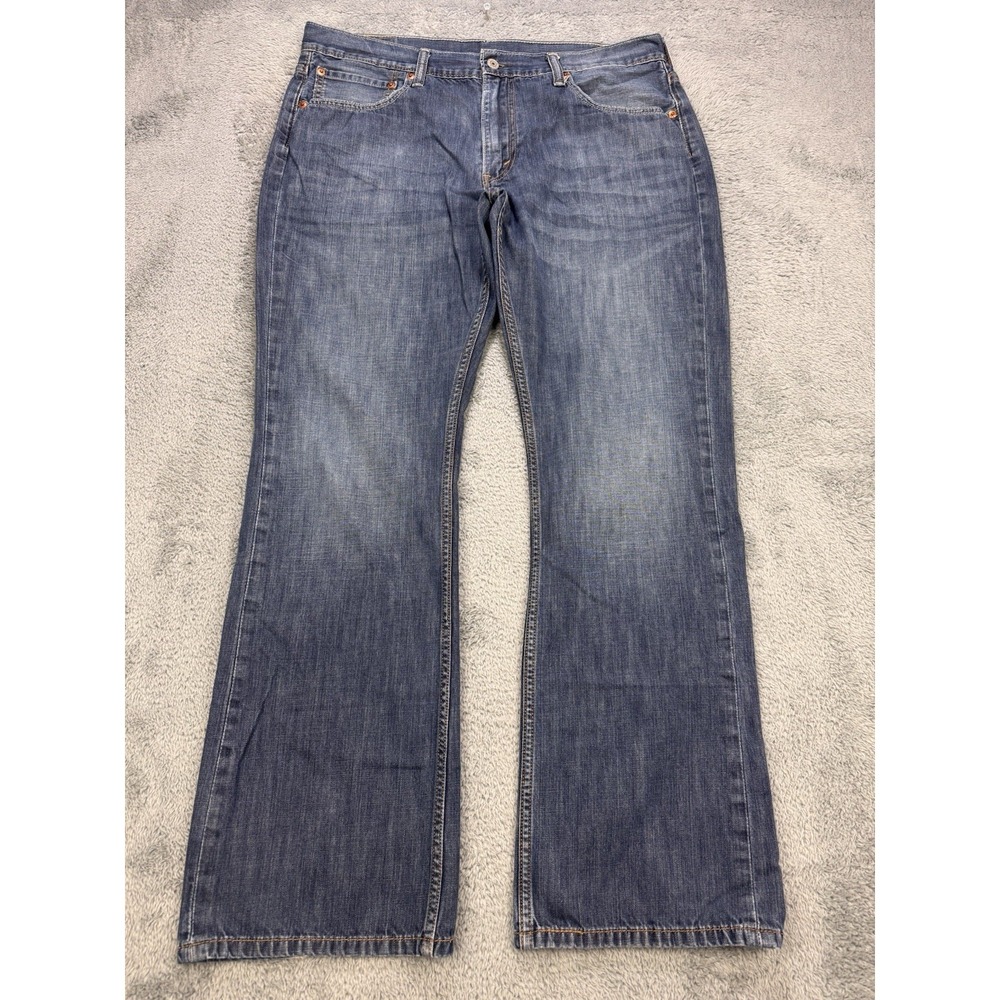 Levis 527 Jeans Men 36x32 Blue Slim Boot Distressed Whisker Denim Cowboy Western